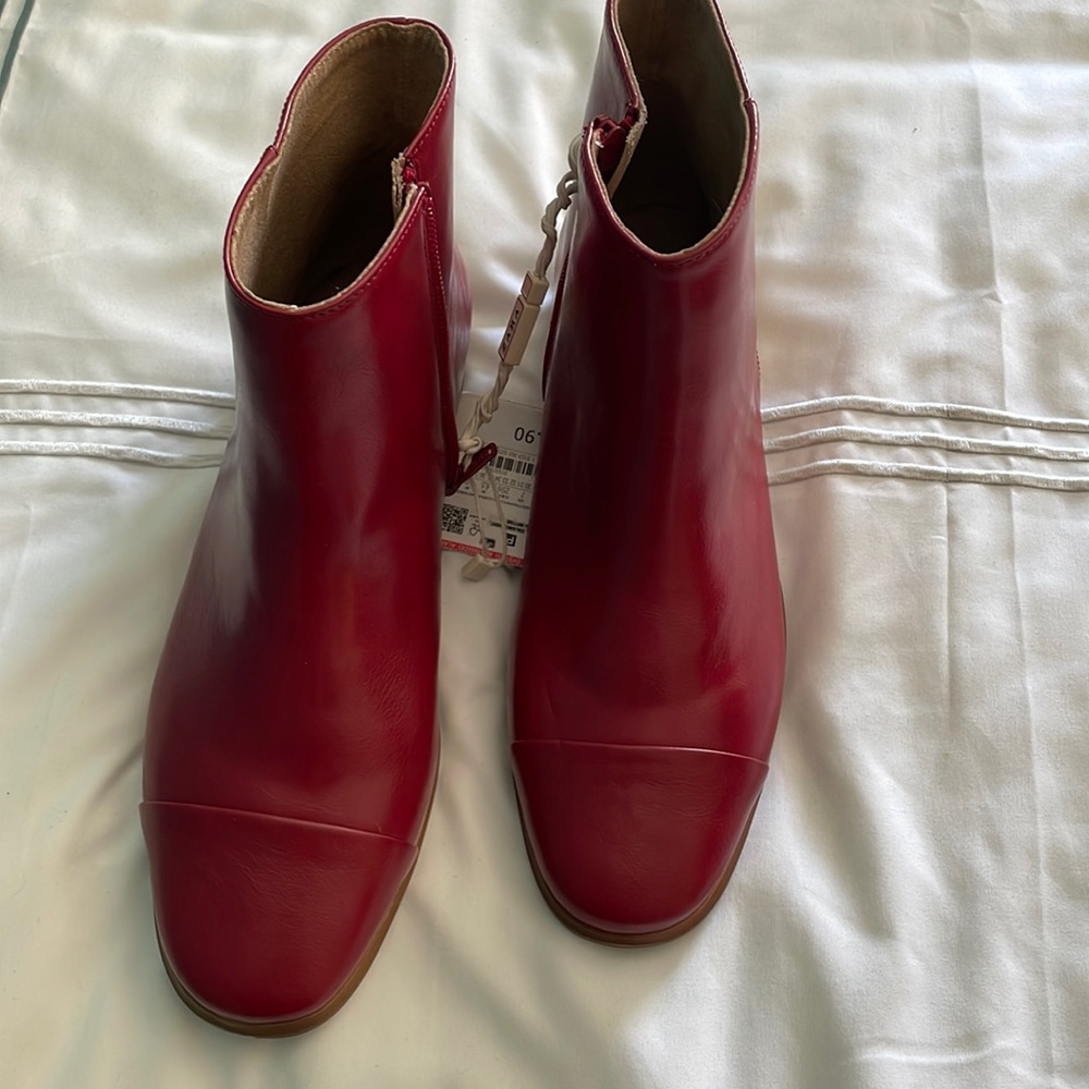 Red ankle boots